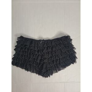 Y2K Black Polka Dot Ruffle Micro Shorts Coquette M Dark Fairy
